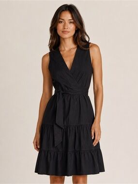NWT Nine West Black Sleeveless Wrap Dress
